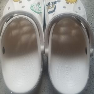 White Crocs with Accessories